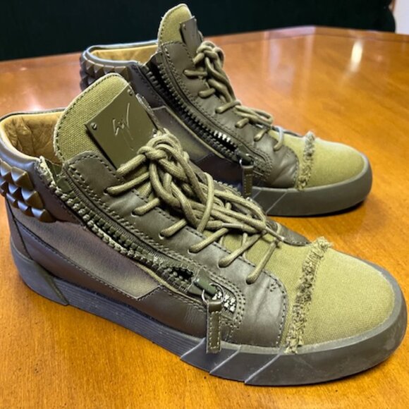 Giuseppe Zanotti Mens Studded Army Green Midtop - Picture 1 of 11
